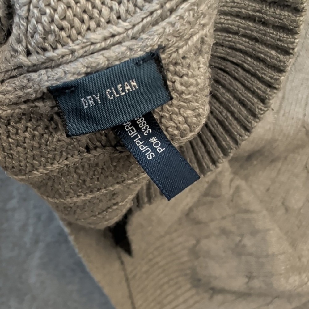 Polo Ralph Lauren Mens Sz XL Cable Knit V Neck Sweater 100% Tussah Silk Grey - Picture 7 of 7